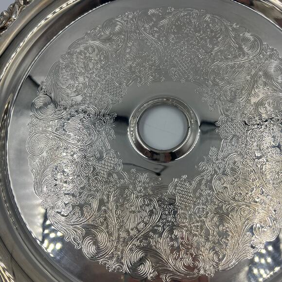 Vintage Silver Plated Chips N Dip Decorative Etched Serving Tray Bridgerton - Picture 5 of 11